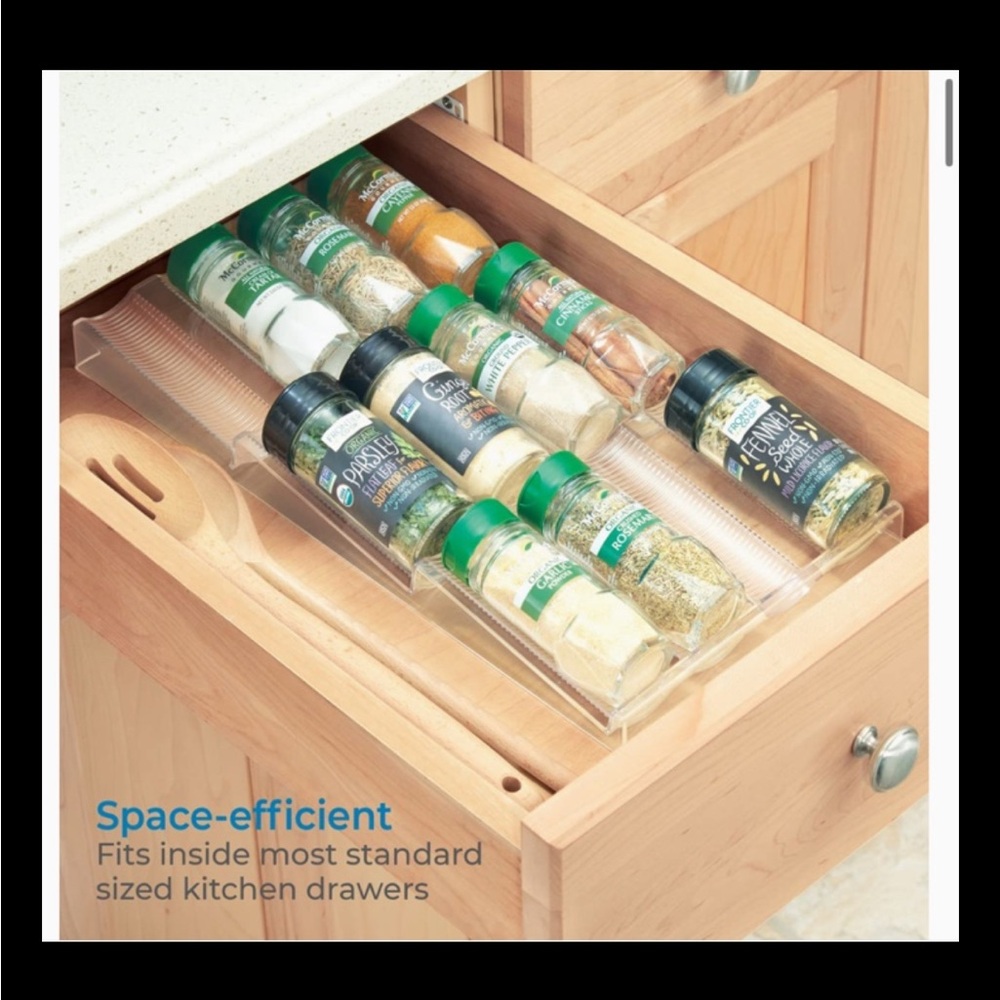 Spice Rack In-Drawer Organizer Kitchen Cabinet Holds 12 Bottles Clear BPA Free